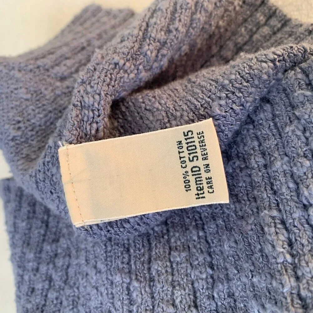 L.L.Bean Textured Bouclé Knit Sweater Women XS Petite Blue Raglan Sleeve‎ Cotton